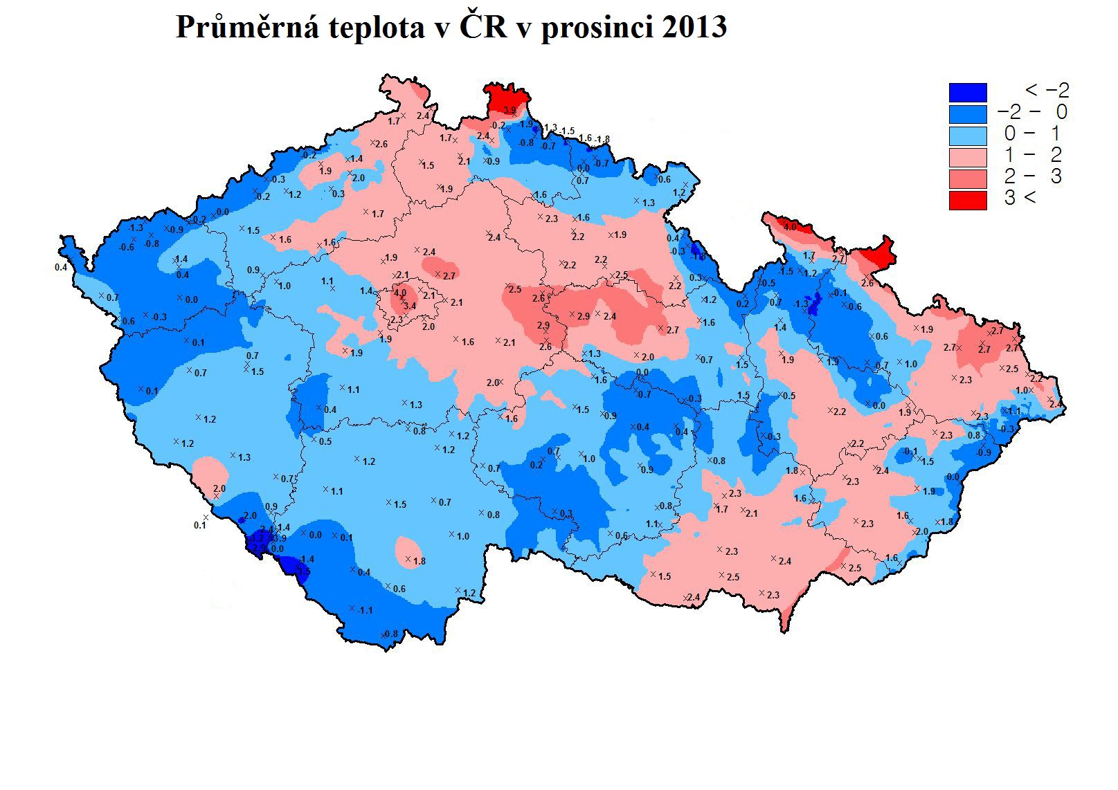 průměrná teplota prosinec 2013